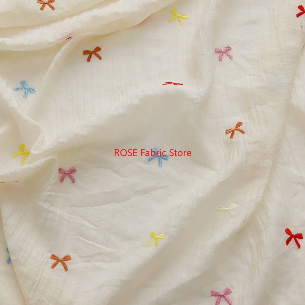 Desk Setup Design - Colorful bow pattern embroidery Soft Fabric