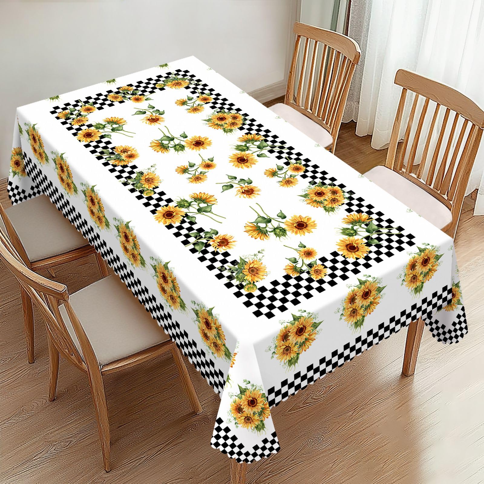 Desk Setup Wallpaper - Sunflower Rectangle Tablecloths Black and White