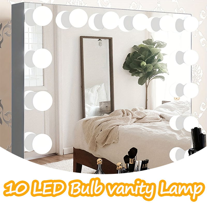 Desk Setup Light - 10LED Makeup Mirror Light Bulbs,Dimmable Vanity