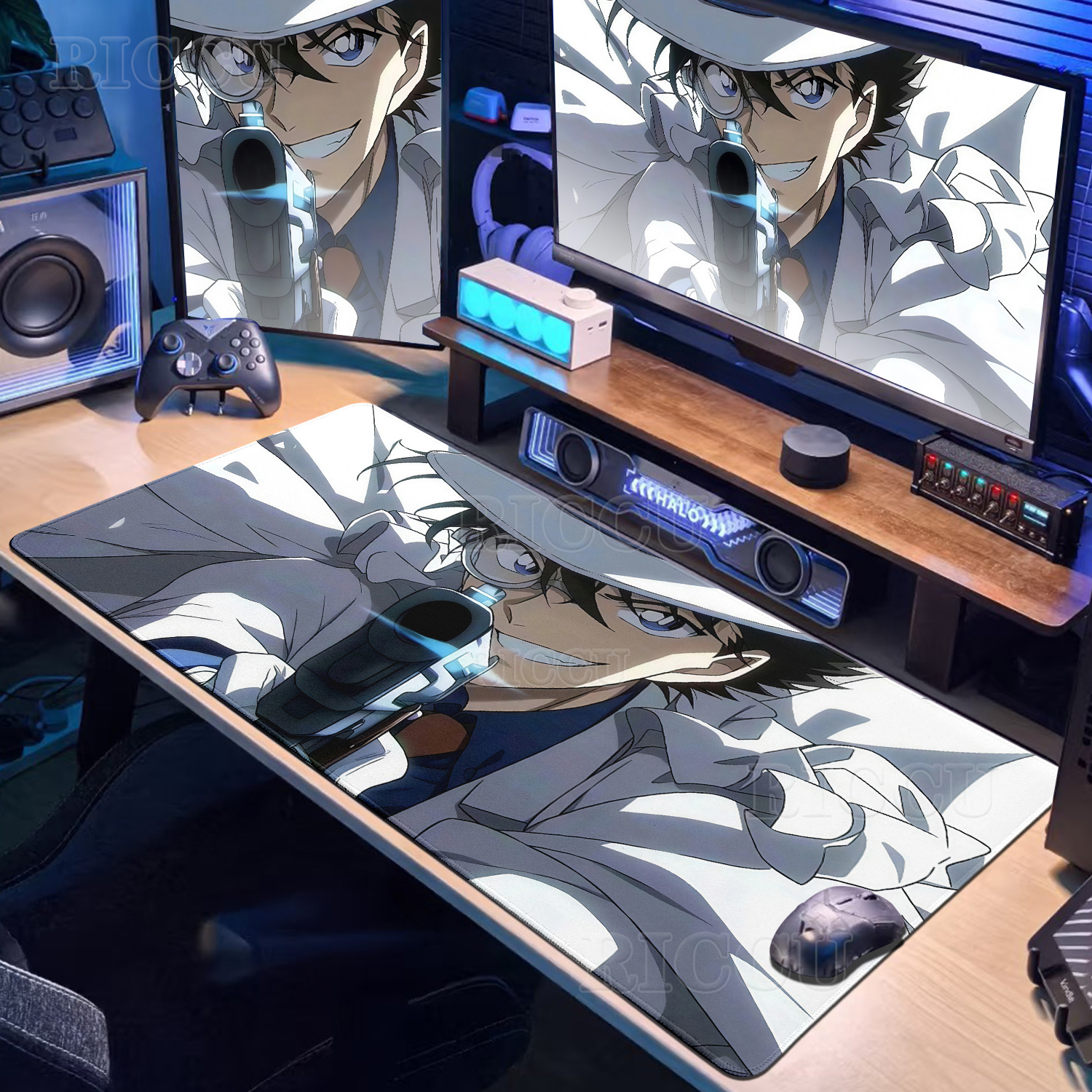 Desk Setup With Laptop - Anime D-Detective Conan Mouse Pad Computer