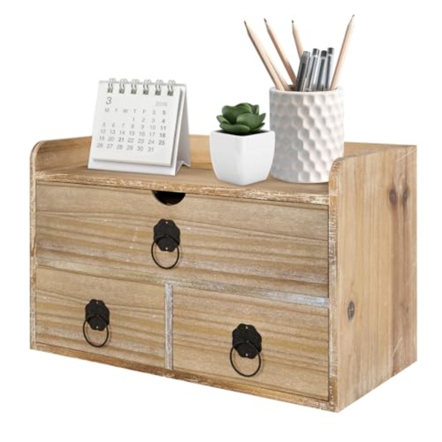 Drawer Organizer Bamboo - Wood Desk Organizer, Mini Desktop Organizer