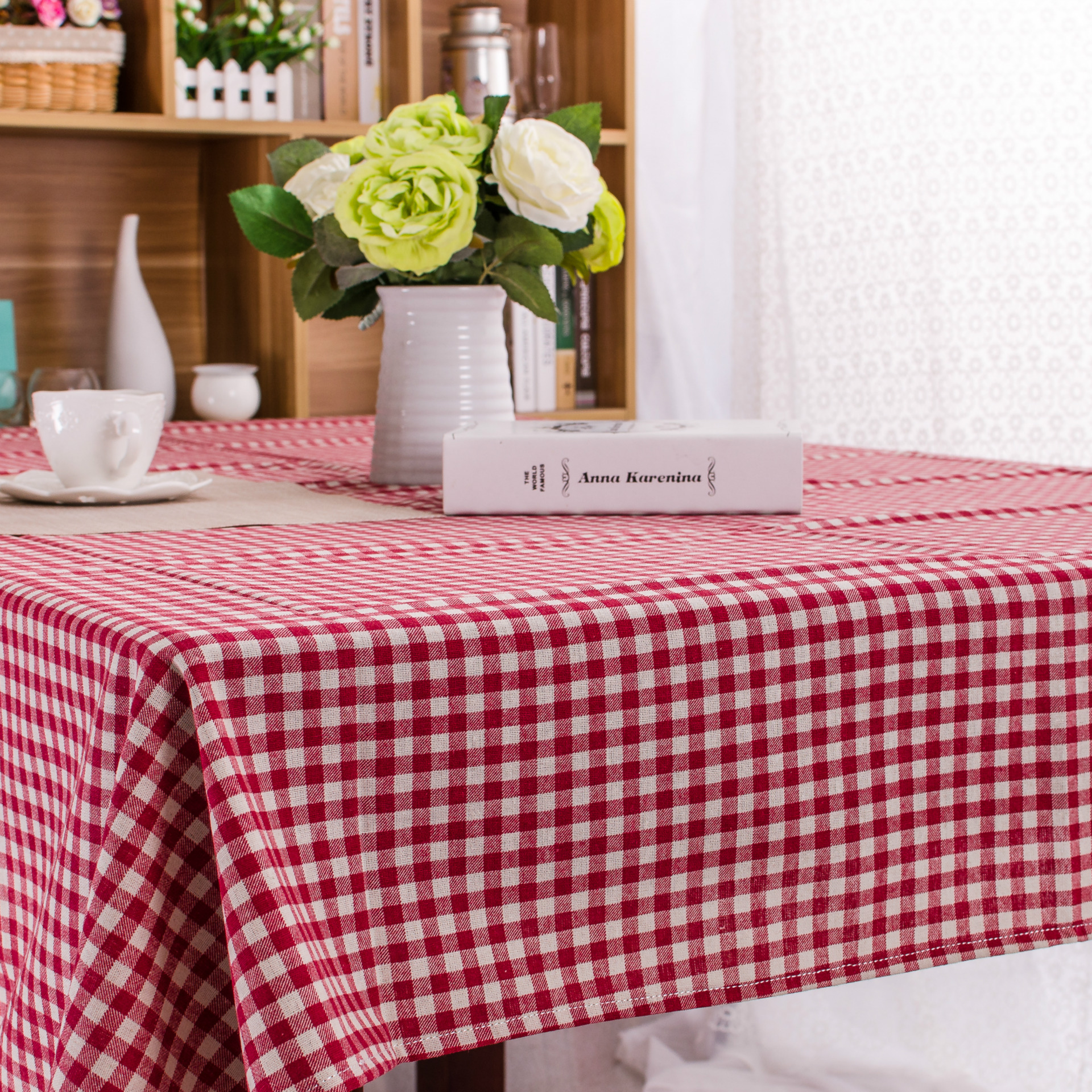 Desk Setup Wallpaper - Table Cloth for Home Linen Cotton