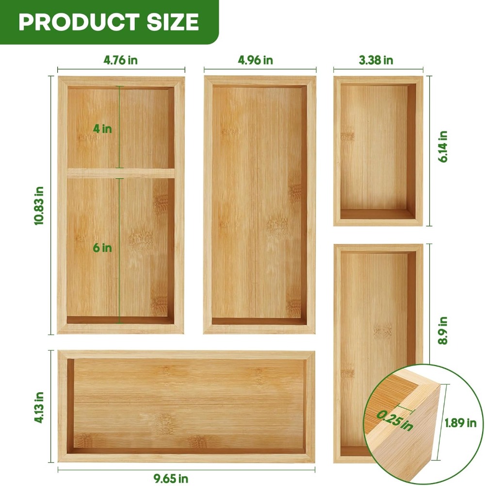 5-Piece Bamboo Drawer Organize - Drawer Organizer Bamboo 리뷰 및 가격