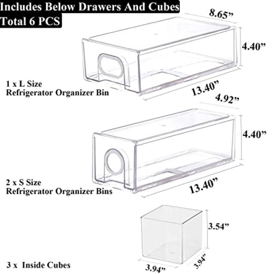 6 PCS Refrigerator Organizers  - Drawer Organizer Bamboo 리뷰 및 가격