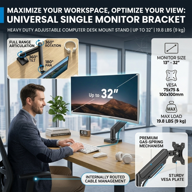 Universal Single Monitor Arm B - Desk Setup With Monitor Arm 리뷰 및 가격
