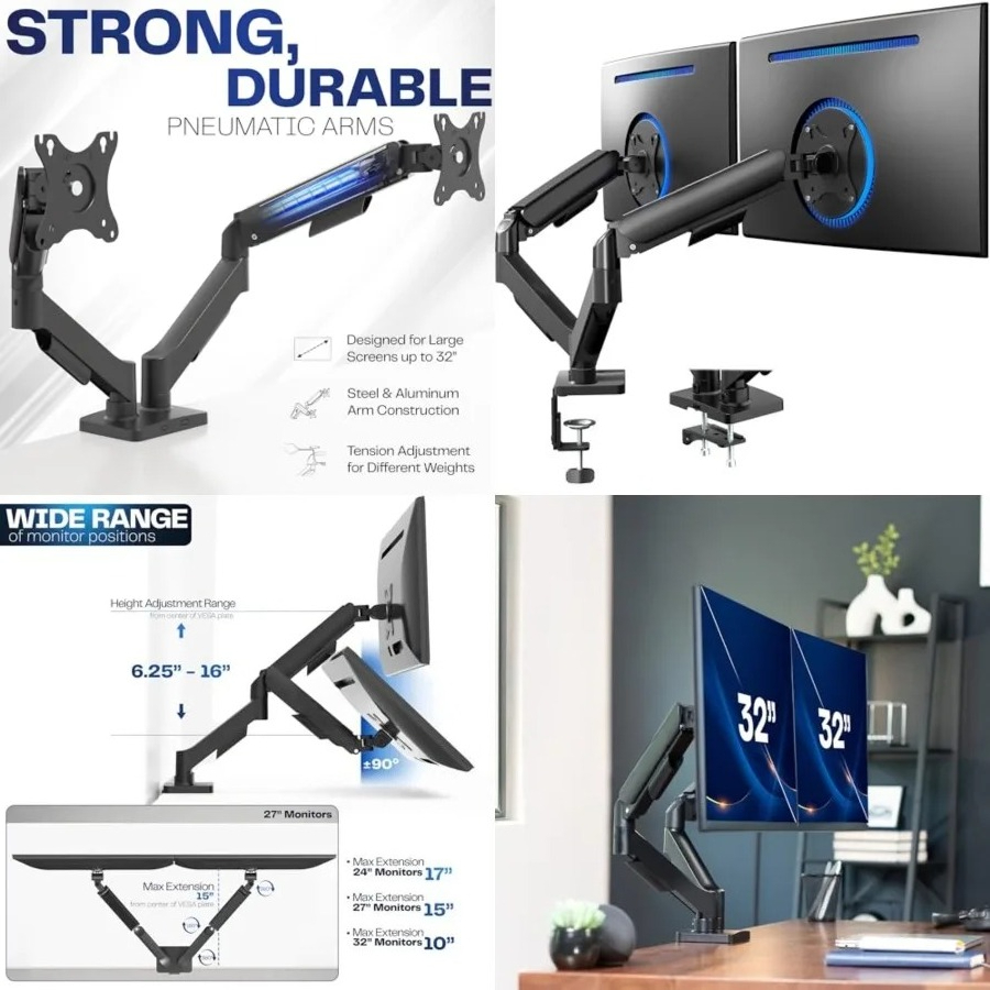 Dual Monitor Stand, Fully Adju - Desk Setup With Monitor Arm 리뷰 및 가격