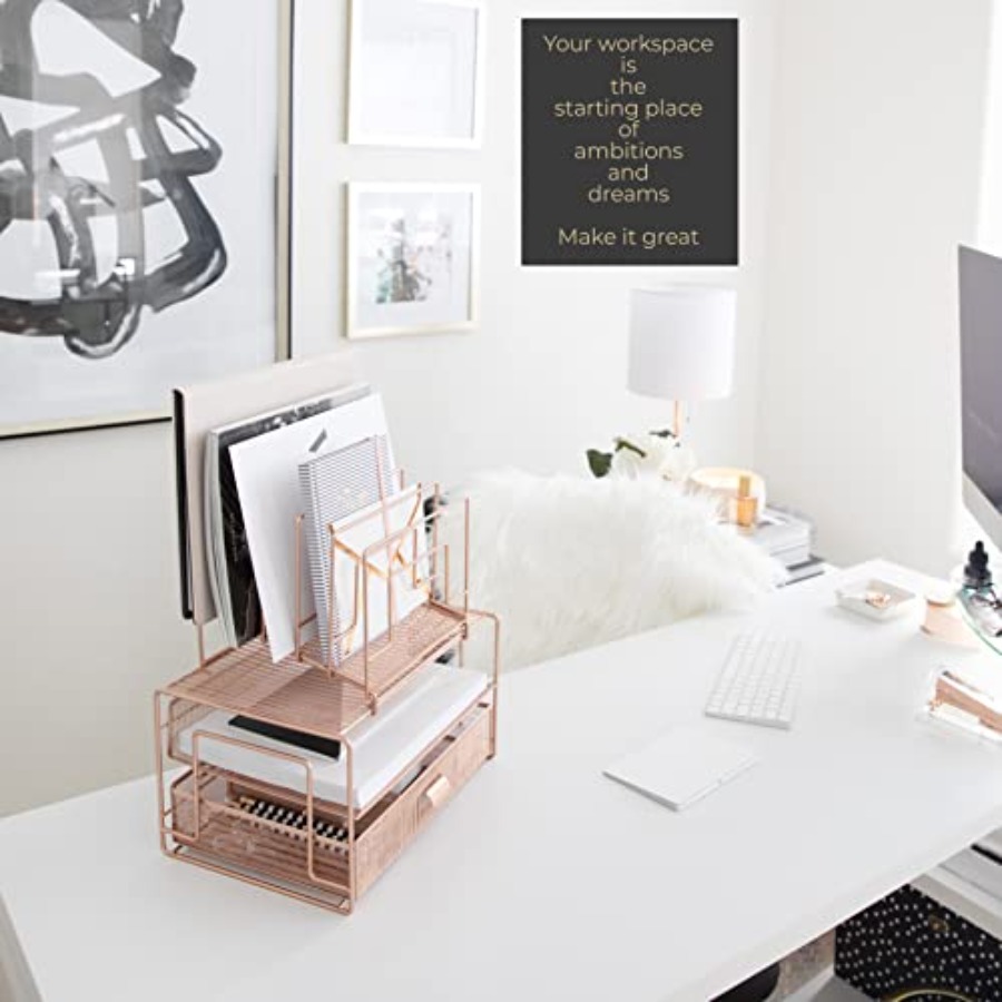 Rose Gold Desk Organizer with  - Drawer Organizer Bamboo 리뷰 및 가격