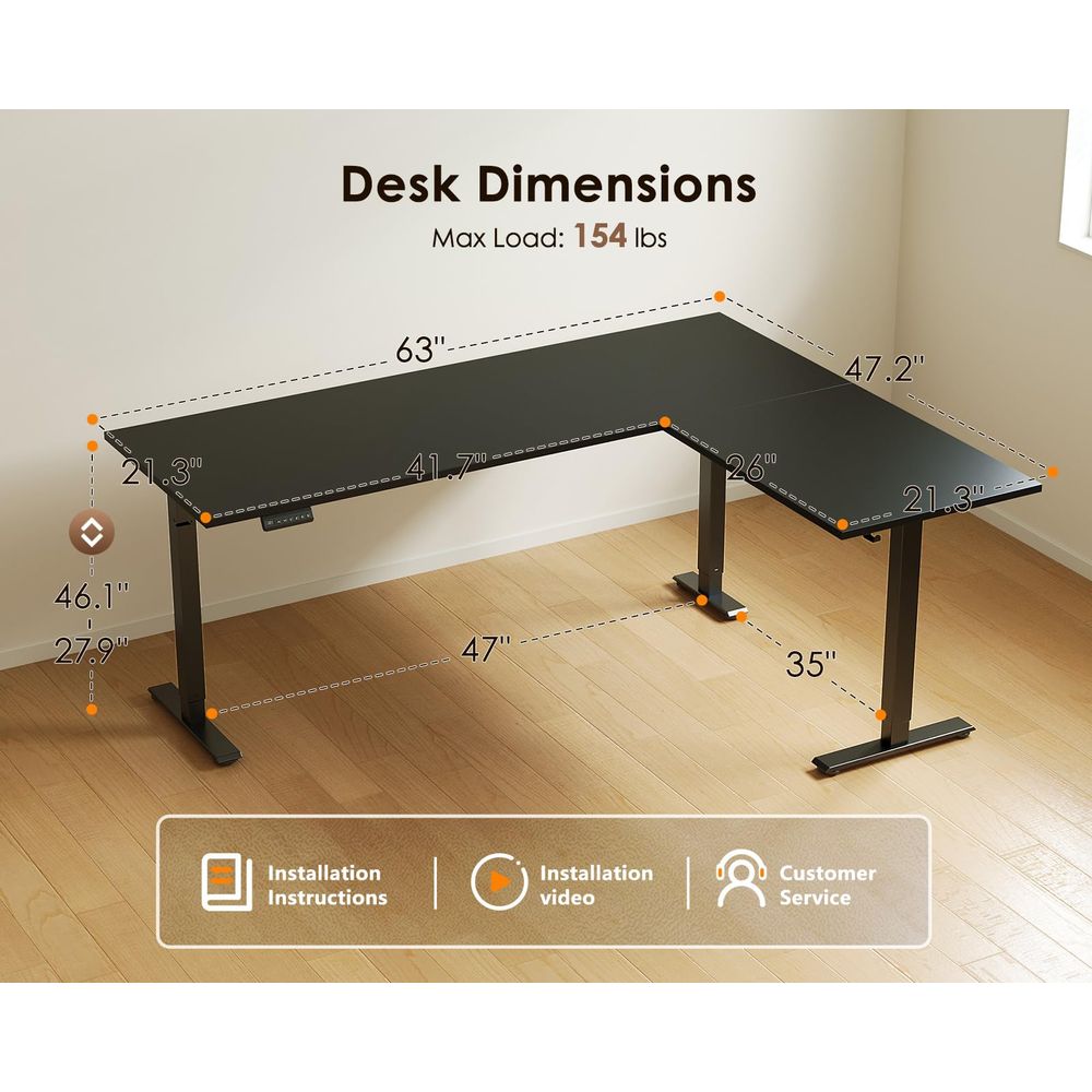 63 Inch Reversible L Shaped El - Desk Setup Pc 리뷰 및 가격