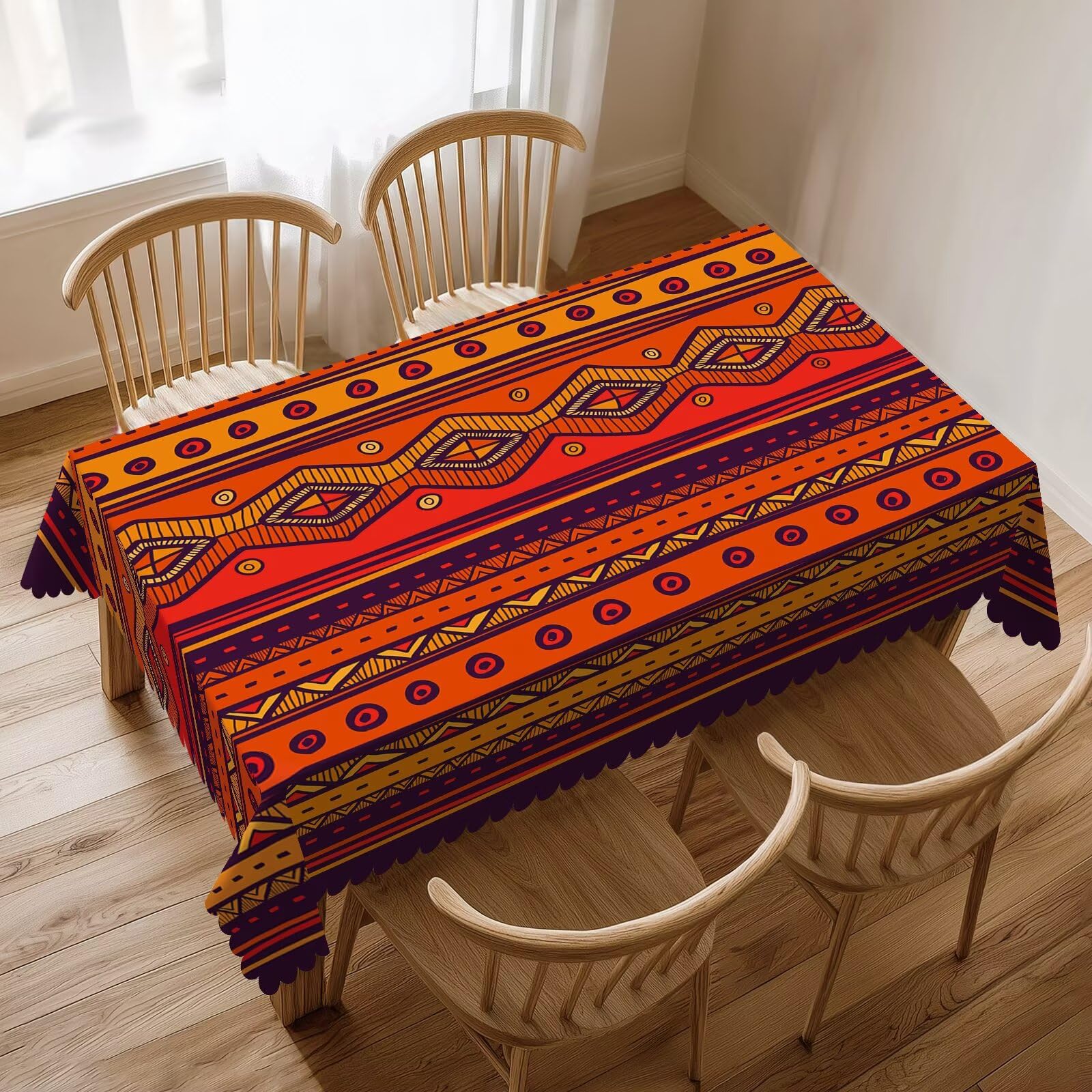 Ethnic Tablecloth Orange Abstr - Desk Setup Wallpaper 리뷰 및 가격