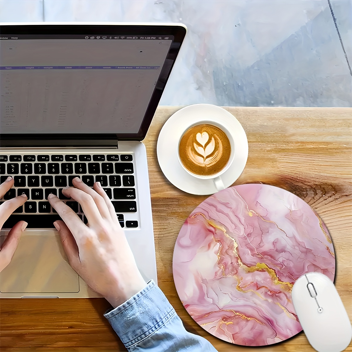Pink Marble Mouse Pad PC Lapto - Desk Setup With Laptop 리뷰 및 가격