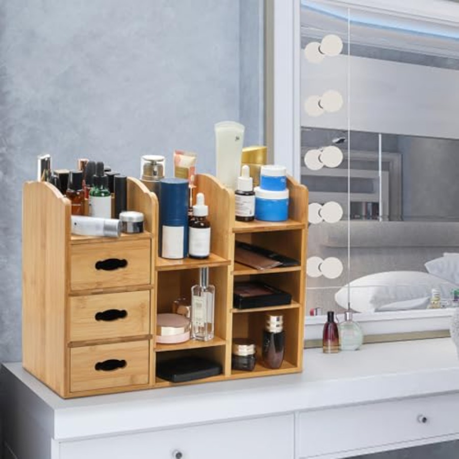 Bamboo Makeup Organizer with D - Drawer Organizer Bamboo 리뷰 및 가격
