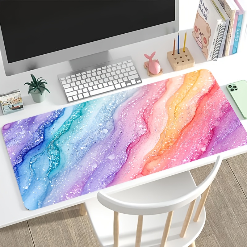 Vibrant Rainbow Glitter Marble - Desk Setup With Laptop 리뷰 및 가격