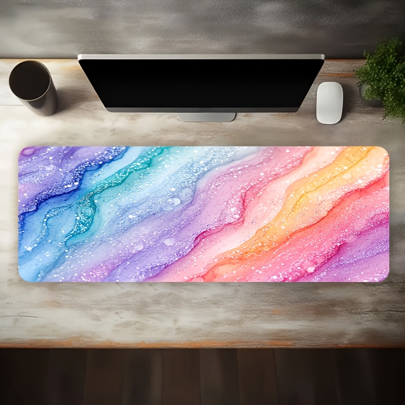 Vibrant Rainbow Glitter Marble - Desk Setup With Laptop 리뷰 및 가격