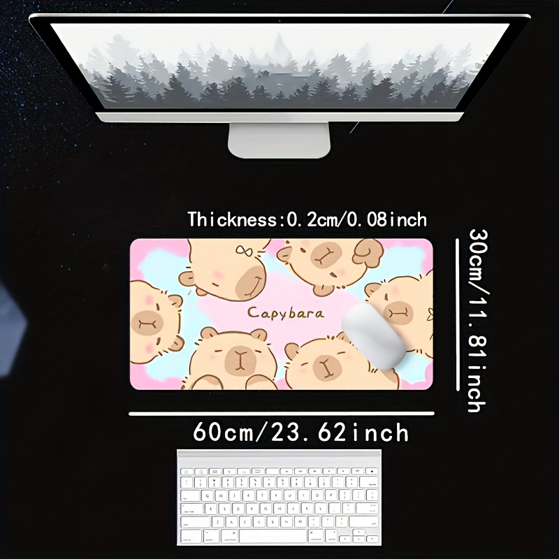Stylish Cute Cartoon Capybara  - Desk Setup With Laptop 리뷰 및 가격