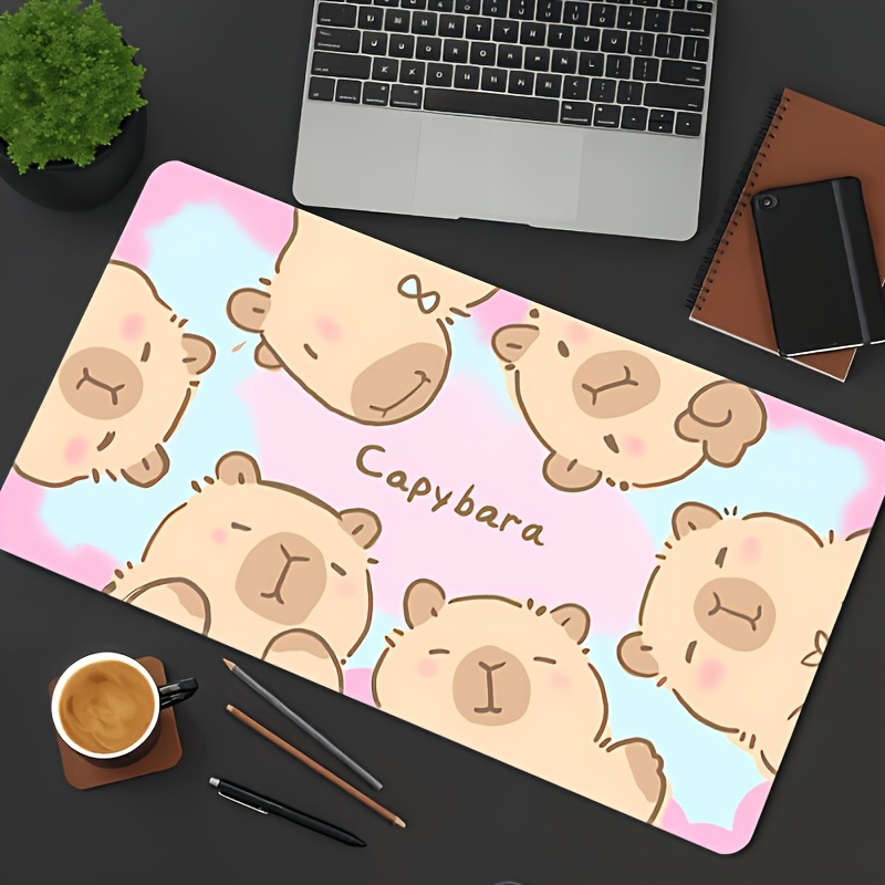 Stylish Cute Cartoon Capybara  - Desk Setup With Laptop 리뷰 및 가격