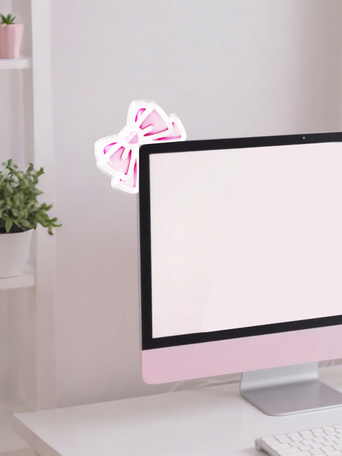 Kawaii Bow Monitor Decor Pink  - Desk Setup Pc 리뷰 및 가격