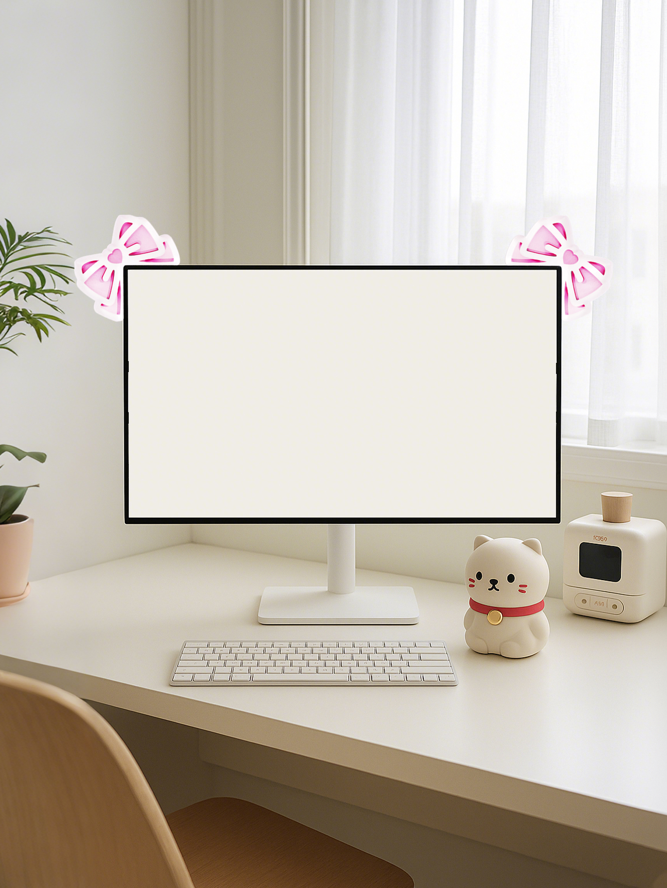 Kawaii Bow Monitor Decor Pink  - Desk Setup Pc 리뷰 및 가격