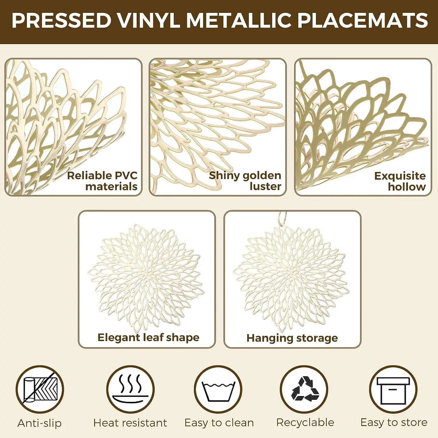 Set of 4 Metallic Placemats Se - Desk Setup Design 리뷰 및 가격