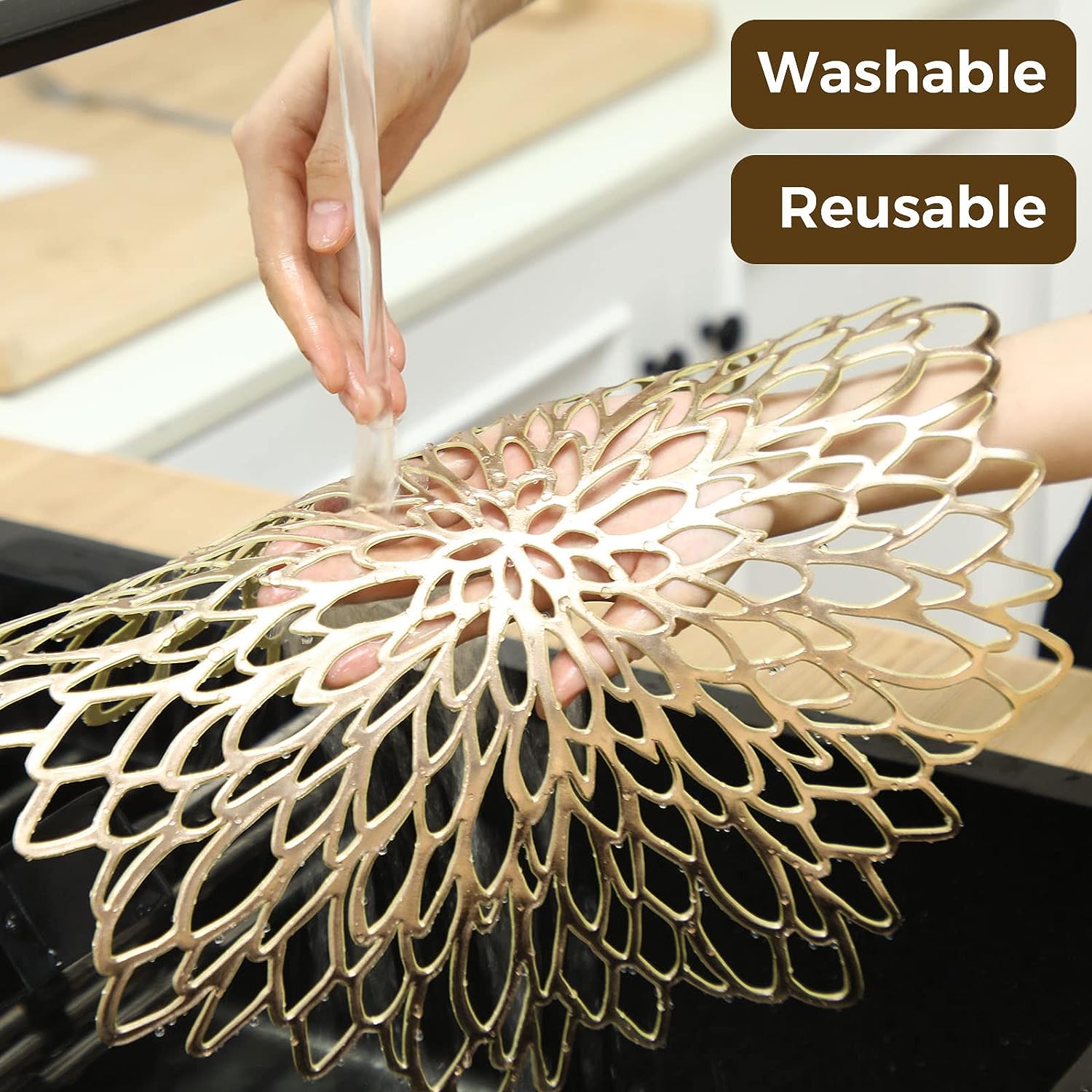 Set of 4 Metallic Placemats Se - Desk Setup Design 리뷰 및 가격