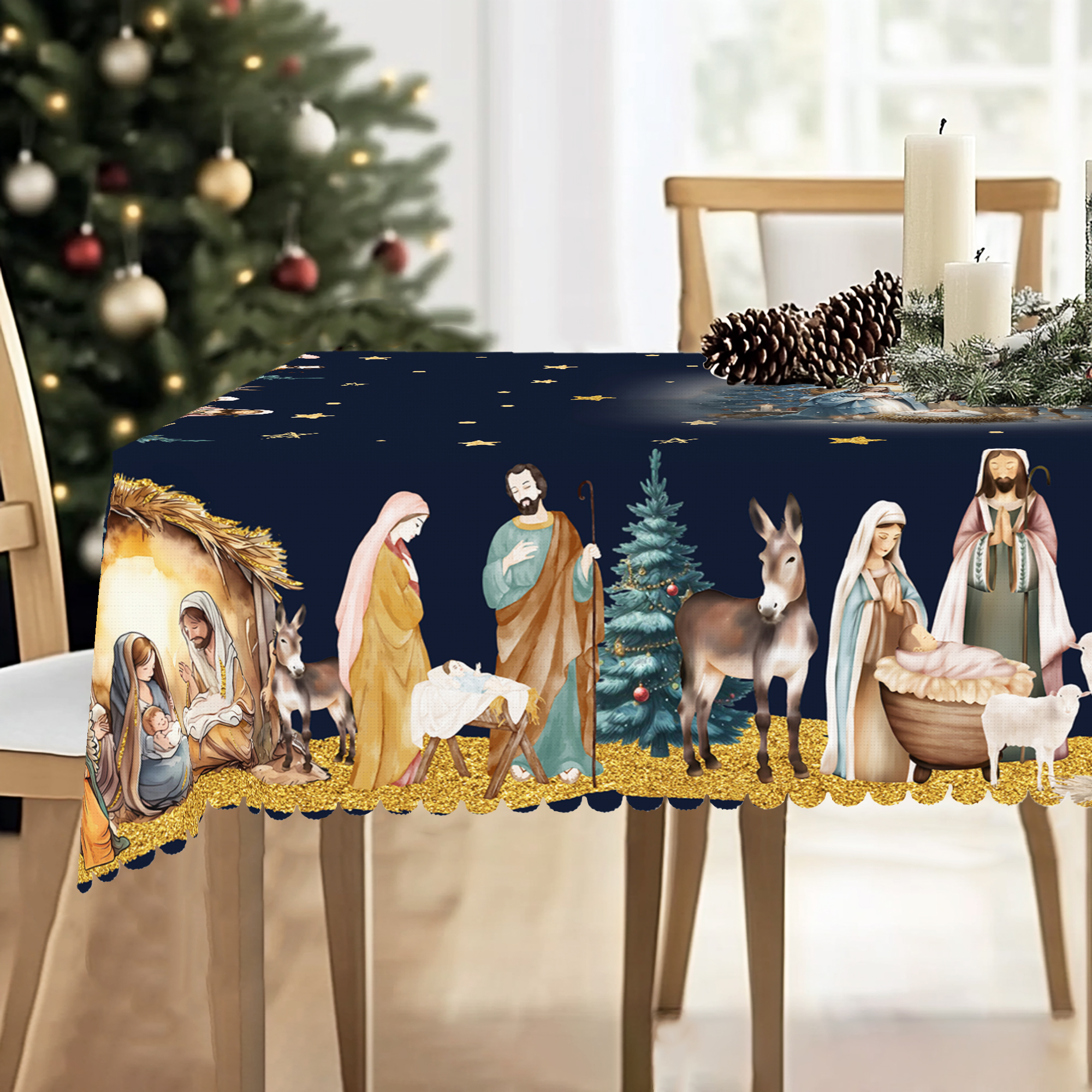 1Pc Christmas Tablecloth with  - Desk Setup Wallpaper 리뷰 및 가격