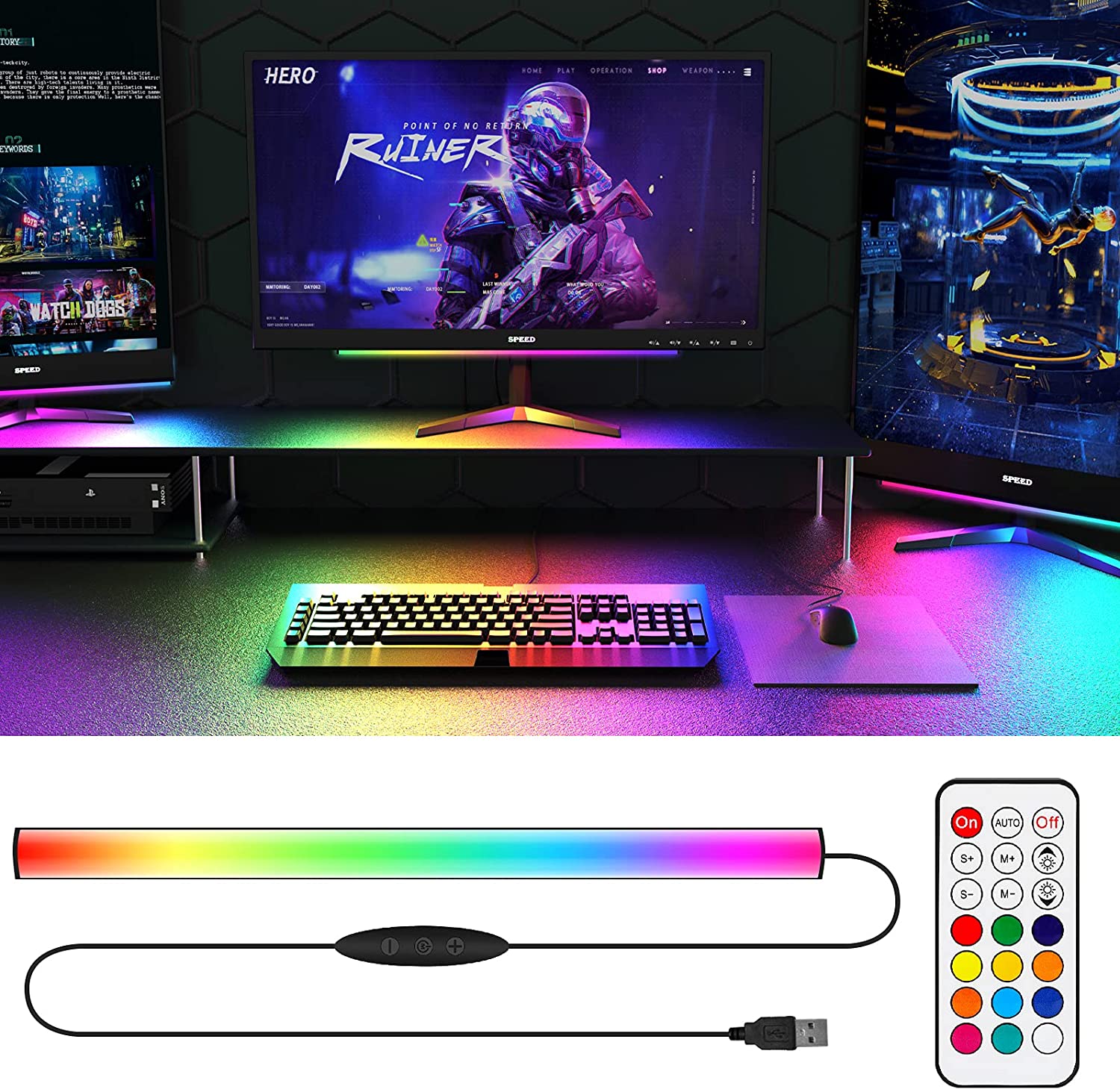 Under Monitor Light Bar RGB Dr - Desk Setup Pc 리뷰 및 가격